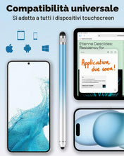 Carica l'immagine nel visualizzatore di Gallery, Penna Stylus Capacitiva per Touchscreen, Stylus a Doppia Punta ad Alta Sensibilità per iPhone, iPad, Android e Tablet, A