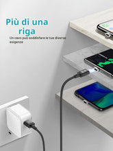 Carica l'immagine nel visualizzatore di Gallery, Kuulaa, cavo di ricarica magnetica 3 in 1, 3 A, in nylon, intrecciato, con luce LED, magnetico, cavo di ricarica USB per