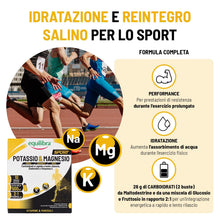 Carica l'immagine nel visualizzatore di Gallery, Equilibra Magnesio e Potassio Sport, Con Elettroliti e Carboidrati,10 Buste