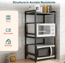 Carica l'immagine nel visualizzatore di Gallery, Avilia Scaffale Cucina Espandibile 3 Ripiani, Porta Microonde con 6 Ganci