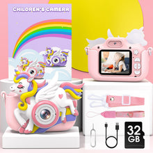 Carica l'immagine nel visualizzatore di Gallery, Hangrui Macchina Fotografica Bambini, 2.0 Pollici Schermo 1080P HD Ricaricabile Fotocamera Digitale Bambini con Scheda 32GB,Regali Giocattolo di Natale &amp; Compleanno per Ragazze Ragazzi 3-10 Anni-Rosa