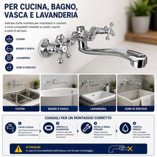 Carica l'immagine nel visualizzatore di Gallery, Topolenashop Canna di Ricambio Cromata 25CM per Rubinetto a Muro Becco Girevole Universale per Miscelatore Cucina o Vasc
