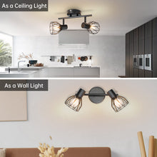 Carica l'immagine nel visualizzatore di Gallery, Dehobo Faretti LED Soffitto Orientabili 2 Luci E14 Metallo Nero