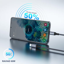 Carica l'immagine nel visualizzatore di Gallery, RAVIAD Cavo USB C USB C [2Pezzi 1M], 60W Cavo USB Type-C PD 3A Ricarica