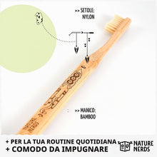 Carica l'immagine nel visualizzatore di Gallery, Nature Nerds - Set di spazzolini da denti in bambù (4 pezzi) durezza media