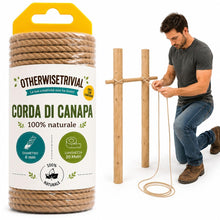 Carica l'immagine nel visualizzatore di Gallery, Corda di Canapa Naturale 100%, Spago Multiuso per Giardinaggio, Decorazioni, Macramè e Fai da Te, Disponibile in 4mm, 6m