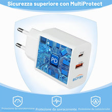 Carica l'immagine nel visualizzatore di Gallery, Bigfish Caricatore USB C, 2 porte, caricatore multiplo con USB-C e USB-A, caricatore rapido da 20 W, PD 3.0, adattatore 