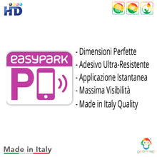 Carica l'immagine nel visualizzatore di Gallery, EASYPARK Kit Adesivi Parcheggio Ufficiali – Anteriore + Posteriore - 5x4 cm – Visibilità Day&amp;Night, Anti-Pioggia e UV – 