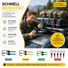 Carica l'immagine nel visualizzatore di Gallery, Set di 10 espansori multiuso con ganci e tendicinghie extra forti per campeggio, auto e bicicletta, cinghie di tensione 