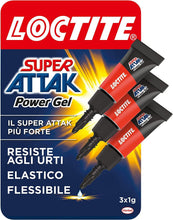 Carica l'immagine nel visualizzatore di Gallery, Loctite Super Attak Power Flex MINI TRIO GEL, Colla liquida trasparente e istantanea per materiali flessibili, Super col