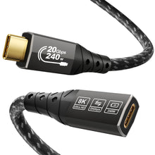 Carica l'immagine nel visualizzatore di Gallery, ZIKNYDO Prolunga USB C 2 metri,(USB C 3.2 Gen 2x2, PD3.1 240W 48V/5A), Video 8K@30Hz, 4K@60Hz/ 144Hz Cavo Prolunga type 