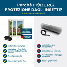 Carica l'immagine nel visualizzatore di Gallery, Hoberg Zanzariera con innovativo fissaggio magnetico | Zanzariera tagliabile individualmente fino a 150 x 130 cm, senza 