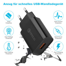 Carica l'immagine nel visualizzatore di Gallery, Caricatore USB Spina, Caricatore da 18W Caricatore Rapido 3.0 Caricatore Rapido Alimentatore USB per Samsung S10 S6 S7 S
