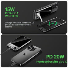 Carica l'immagine nel visualizzatore di Gallery, Power Bank Magnetico Wireless Caricatore Portatile con PD 20W USB-C, Ricarica Rapida, Display LCD e Supporto Pieghevole 