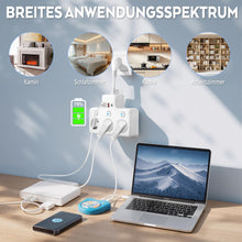 Carica l'immagine nel visualizzatore di Gallery, Ciabatta elettrica a 3 prese, con USB (PD 18 – 20 W), adattatore 6 in 1 con 3 prese indipendenti, multipresa per cucina,