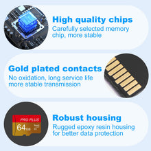Carica l'immagine nel visualizzatore di Gallery, Micro SD 64 GB, 2 Pack Scheda SD 64 GB Memoria Card con Adattatore UHS-I C10 A1 TF Microsd 64GB Memory Card per Telefono