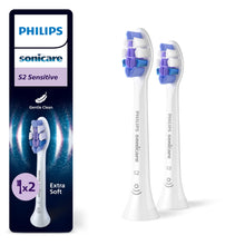 Carica l'immagine nel visualizzatore di Gallery, PHILIPS Sonicare S2 Sensitive, testine di ricambio originali, bianco, confezione da 2, HX6052/87, Nuovo, 2 Testine