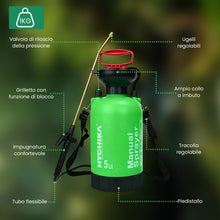Carica l'immagine nel visualizzatore di Gallery, HYCHIKA Spruzzatore a Pressione 5 Litri, Irroratrice Pompa Nebulizzatore a Pressione, Pompa a Pressione 5 Litri, Ugello 