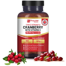 Carica l'immagine nel visualizzatore di Gallery, Mirtillo rosso a tripla forza 30.000 mg con aggiunta di vitamina C - 180 compresse vegane Compresse facili da deglutire 