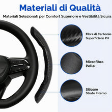 Carica l'immagine nel visualizzatore di Gallery, 3 Pezzi Coprivolante Auto, Fibra di Carbonio, Antiscivolo Segmentato, Rivestimento Volante Stile Farfalla Traspirante, U