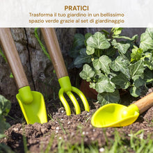 Carica l'immagine nel visualizzatore di Gallery, Set 3 Attrezzi da Giardino - Set Comprende Pala, Zappa e Rastrello Ideali per Coltivare Piante, Fiori e Erbe Aromatiche in Giardino, Terrazzo o Balcone - Realizzati in Materiali Resistenti