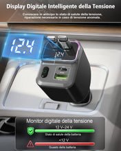 Carica l'immagine nel visualizzatore di Gallery, Retrattile Caricabatterie Auto 4 in 1,65W Caricatore Auto PD 3.0 Accendisigari USB Ricarica Veloce, Adattatore Caricabat