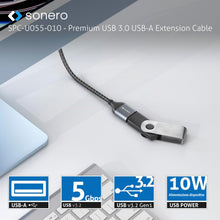 Carica l'immagine nel visualizzatore di Gallery, Sonero® Cavo dati da USB-A a USB-A, cavo di prolunga, cavo USB tipo A, USB 3.0, 5 GB/s, grigio siderale/nero, 0,50 m