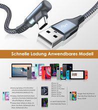 Carica l'immagine nel visualizzatore di Gallery, Cavo USB Type-C 90 gradi [2 pezzi,3m]Cavo USB C Ricarica Rapida,Samsung usb