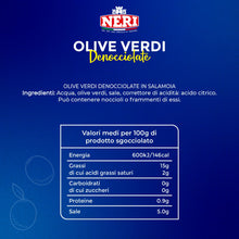 Carica l'immagine nel visualizzatore di Gallery, Neri Sottoli - Olive Verdi Denocciolate - Ideali come Condimento per Primi e Secondi piatti, Insalate e come Antipasto -