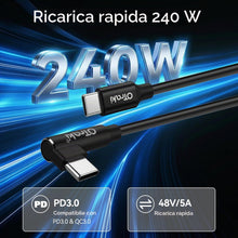 Carica l'immagine nel visualizzatore di Gallery, OTraki Cavo USB-C a Spirale 240W 0.3-0.8 m Retrattile 90 Gradi con QC3.0