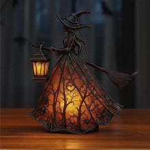 Carica l'immagine nel visualizzatore di Gallery, Lampada strega di Halloween, lampada da notte gotica con cappello da strega spettrale e luce calda, decorazioni di Hallo