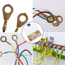 Carica l'immagine nel visualizzatore di Gallery, 160 Pezzi Capicorda Occhiello Elettrici, Ottone Terminali a Crimpare ad Anello Isolanti Kit, Anello Capicorda per Macchi