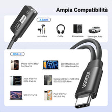 Carica l'immagine nel visualizzatore di Gallery, UGREEN Adattatore per Cuffie USB C a Jack 3.5mm PD 60W Magnetico 2 in 1(Nero)