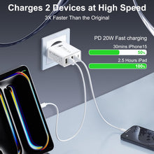 Carica l'immagine nel visualizzatore di Gallery, Caricatore USB C 50W, Alimentatore Multiplo a 5 Porte (2 USB-C + 3 USB-A) Carica Rapida PD, Spina da Muro Compatibile co