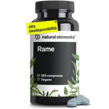Carica l'immagine nel visualizzatore di Gallery, Rame – 365 compresse vegane – 2mg di rame per dose giornaliera – gusto neutro, alto dosaggio, senza additivi inutili – s