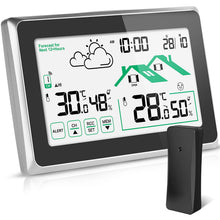 Carica l'immagine nel visualizzatore di Gallery, Stazione Meteo con Sensore Esterno, Termometro Digitale Igrometro per Interni ed Esterni, Schermo LCD con Retroilluminaz