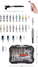 Carica l'immagine nel visualizzatore di Gallery, Bosch 26 pz. Set di Bit di Avvitamento con Cricchetti, bit PH, PZ, esagonali, T, S, Accessori Trapano e Cacciavite