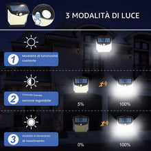 Carica l'immagine nel visualizzatore di Gallery, Solare Luci LED Esterno Giardino: 248 LED Luce Esterne 6 Pezzi con Pannello Solari con Sensore da Movimento 3 Modos 270°