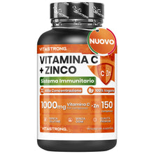 Carica l'immagine nel visualizzatore di Gallery, Vitamina C 1000mg Zinco Vitastrong Vegan, 1 Compressa/Giorno (Scorta 5 Mesi) Qualità Premium, Vitamina C Zinco Integrato