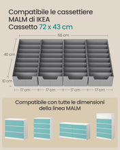 Carica l'immagine nel visualizzatore di Gallery, SONGMICS Organizer Cassetti Pieghevole, Set di 4, 40 x 17 x 10 cm