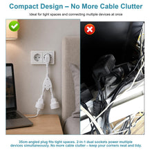 Carica l'immagine nel visualizzatore di Gallery, Romon Doppia Presa Schuko Bianca Impermeabile IP44 Corta 16A/250V, Adattatore Elettrico 2 In 1 Per Casa, Cucina E Uffici