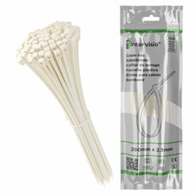 Carica l'immagine nel visualizzatore di Gallery, intervisio Fascette Plastica per Cablaggio 200 mm x 2,5 mm, Fermacavo Bianche, Elettricista 200mm Nylon Cavi Stringicavo