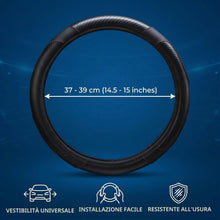Carica l'immagine nel visualizzatore di Gallery, Copri volante per auto in Pelle, Coprivolante Auto Universale da 37-39 cm, Antiscivolo e Traspirante, Proteggi Volante c