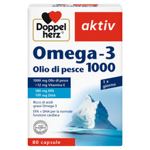 Carica l'immagine nel visualizzatore di Gallery, Doppelherz Omega-3 1000 Integratore 80 Capsule per Adulti
