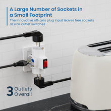 Carica l'immagine nel visualizzatore di Gallery, Ewent Adattatore Elettrico Triplo, Multipresa 3-in-1 con interruttore On/Off, 3 Posizioni Universali Schuko 10/16A, Spin