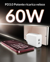 Carica l'immagine nel visualizzatore di Gallery, 60W 2-Porte Caricatore USB C + 2M Cavo per iPhone 17 18 Pro Max Duo 16 15