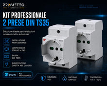 Carica l'immagine nel visualizzatore di Gallery, Kit Prese Schuko Modulari DIN TS35 Professionali 16A 230V – Prese Universali P40 per Quadro Elettrico – Compatibili Spin