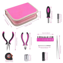 Carica l'immagine nel visualizzatore di Gallery, Kit di 23 Pezzi Attrezzi Rosa Set di Attrezzi Per La Riparazione da Donna, Set di Attrezzi per le Donne Include Bit Pres