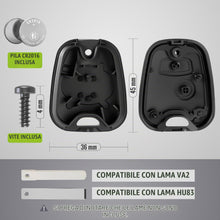 Carica l'immagine nel visualizzatore di Gallery, Jongo - Guscio Chiave senza Lama Compatibile con Citroën C1, C2, C3, C3 Picasso, Peugeot 107 e Toyota Aygo | con 1 Batte