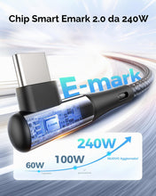 Carica l'immagine nel visualizzatore di Gallery, Silkland Cavo USB-C USB-C Corto 30CM [240W 48V/5A] PD3.1&amp;QC4.0+, 90 Gradi